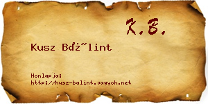 Kusz Bálint névjegykártya